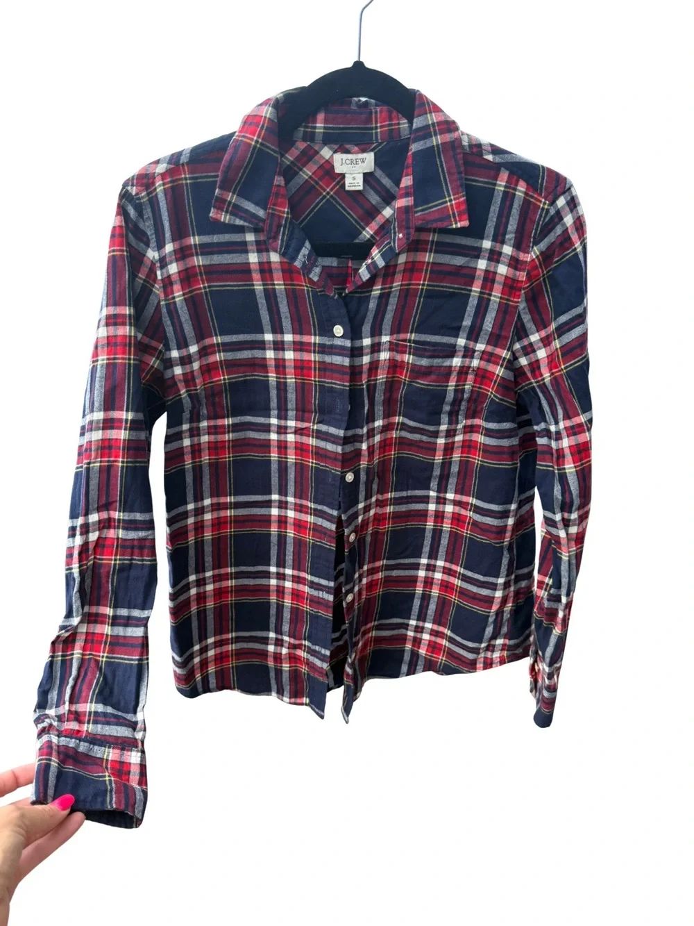 J. Crew Red and Navy Plaid Button-Down Shirt